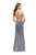 La Femme - 25769 Halter Neck Sparkling Jersey Sheath Dress In Silver