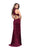 La Femme - 25783 Beaded High Halter Velvet Sheath Dress In Red