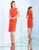 Ieena Duggal  - 25785I Sleeveless Button Trimmed Sheath Dress In Orange
