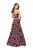 La Femme - 25789 Two Piece Plunging Denim Open Back A-line Gown In Multi-Color