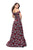 La Femme - 25790 Off the Shoulder Floral Print Jacquard Gown In Multi-Color