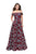La Femme - 25790 Off the Shoulder Floral Print Jacquard Gown In Multi-Color