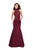 La Femme - 25792 Lace High Halter Satin Mermaid Dress In Red
