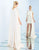 Ieena Duggal  - 25800I Fitted Pearl Cape Dress In White