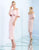 Ieena Duggal  - 25801I Ruffled Off Shoulder Tea Length Dress In Pink