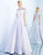 Ieena Duggal  - 25809I High Collar Embellished Satin Ballgown In Blue and Gray