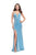 La Femme - 25812 Beaded Deep V-neck Sparkling Jersey Dress In Blue
