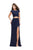 La Femme - 25815 Two Piece Wrap Jersey Sheath Dress In Blue
