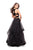 La Femme - 25817 Two Piece Velvet Halter Tulle A-line Dress In Black