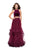 La Femme - 25817 Two Piece Velvet Halter Tulle A-line Dress In Red