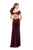 La Femme - 25823 Beaded Lace Off-Shoulder Velvet Dress In Red
