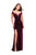 La Femme - 25823 Beaded Lace Off-Shoulder Velvet Dress In Red