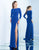 Ieena Duggal  - 25828I Long Sleeve Metallic Ornate Sheath Gown In Blue