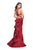 La Femme - 25838 Sleeveless High Halter Ruffled Mermaid Gown In Red
