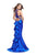 La Femme - 25838 Sleeveless High Halter Ruffled Mermaid Gown In Blue