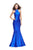 La Femme - 25838 Sleeveless High Halter Ruffled Mermaid Gown In Blue
