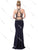 Dancing Queen - 2583 Beaded Multi-Cutout High Slit Gown In Blue