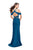 La Femme - 25846 Two Piece Beaded Halter Sheath Dress In Blue and Green