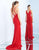 Ieena Duggal - Plunging V-Neck High Slit Sheath Gown 25846I In Red