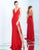 Ieena Duggal - Plunging V-Neck High Slit Sheath Gown 25846I In Red