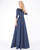 Mac Duggal - 25850R Quarter Sleeve Floral Beaded A-Line Gown In Blue