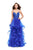 La Femme - 25857 Beaded Lace Deep Sweetheart A-line Dress in Blue