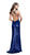 La Femme - 25861 Halter Neck Velvet Sheath Dress in Blue