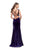 La Femme - 25866 Deep V-neck Velvet Sheath Dress In Purple