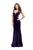 La Femme - Strappy Plunging V-neck Velvet Sheath Dress 25866 In Purple