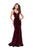 La Femme - 25866 Deep V-neck Velvet Sheath Dress In Red