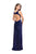 La Femme - 25869 Deep V-Cut Sparkling Slit Jersey Dress In Blue