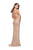 La Femme - 25873 Sleeveless Gold Metallic Beaded Evening Gown In Gold