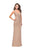 La Femme - 25873 Sleeveless Gold Metallic Beaded Evening Gown In Gold