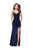 La Femme - 25881 Lace Sweetheart Velvet Sheath Dress In Blue