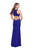La Femme - 25882 Plunging V-neck Jersey Sheath Dress In Blue