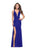 La Femme - 25882 Plunging V-neck Jersey Sheath Dress In Blue