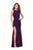 La Femme - 25884 Ruched Bateau Sheath Dress In Purple and Multi-Color
