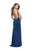 La Femme - 25884 Ruched Bateau Sheath Dress In Blue and Multi-Color