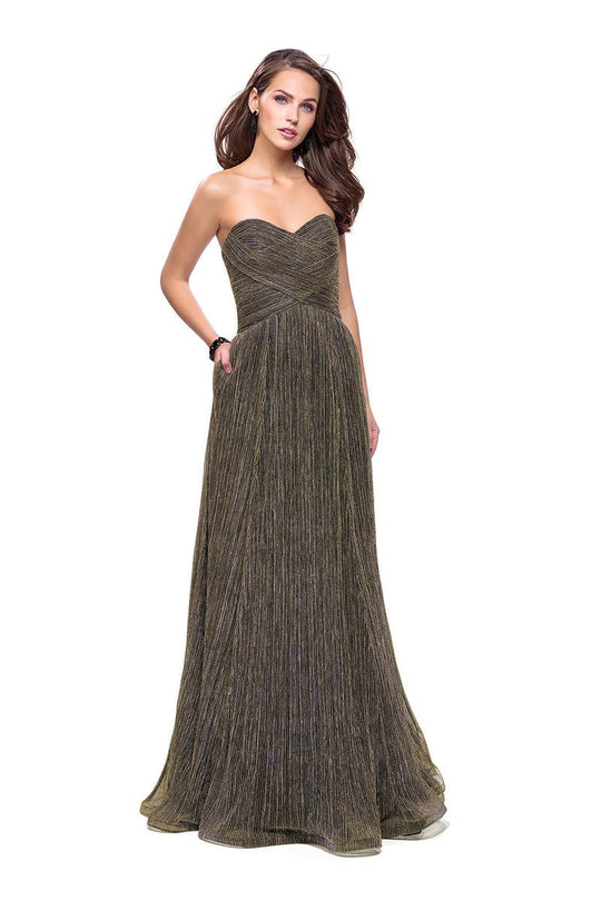 La Femme - 25886 Strapless Sweetheart A-line Dress In Gray