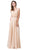 Dancing Queen - 2588 Ruched Bodice A-Line Gown with Rhinestone Belt In Neutral
