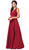Dancing Queen - 2588 Ruched Bodice A-Line Gown with Rhinestone Belt In Red