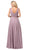 Dancing Queen - 2588 Ruched Bodice A-Line Gown with Rhinestone Belt In Brown