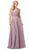 Dancing Queen - 2588 Ruched Bodice A-Line Gown with Rhinestone Belt In Brown