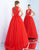 Ieena Duggal  - 25893I Choker Accented Plunging V-Neck Ballgown In Red