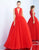 Ieena Duggal  - 25893I Choker Accented Plunging V-Neck Ballgown In Red