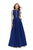 La Femme - 25895 Sparkling Bateau A-line Dress In Blue