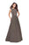 La Femme - 25895 Sparkling Bateau A-line Dress In Silver and Gold