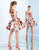 Ieena Duggal  - 25897I Rose Printed V Neck Cocktail Dress In White and Red