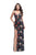 La Femme - 25900 Deep Sweetheart Strappy Floral Printed Gown In Multi-Color
