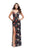 La Femme - 25900 Deep Sweetheart Strappy Floral Printed Gown In Multi-Color